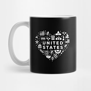 US White Heart Mug